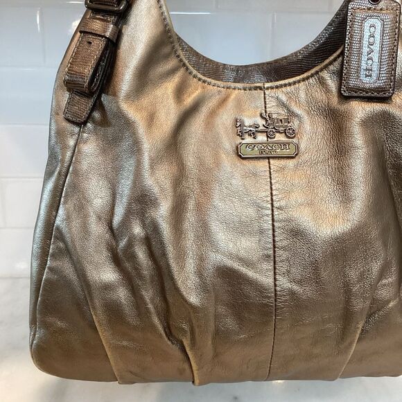 Coach Maggie Madison Metallic Leather Hobo Shoulder Bag HTF - Picture 2 of 16